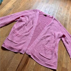 APPLESEED'S Open Front Cardigan Sweater Women's Size M Pink/Coral  Linen Blend